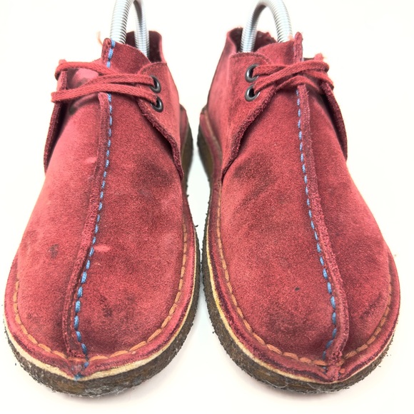 Clarks Desert Trek Women's Shoes Red Suede Crepe Sole Split Toe Moccasins Sz 6.5 - Picture 3 of 10